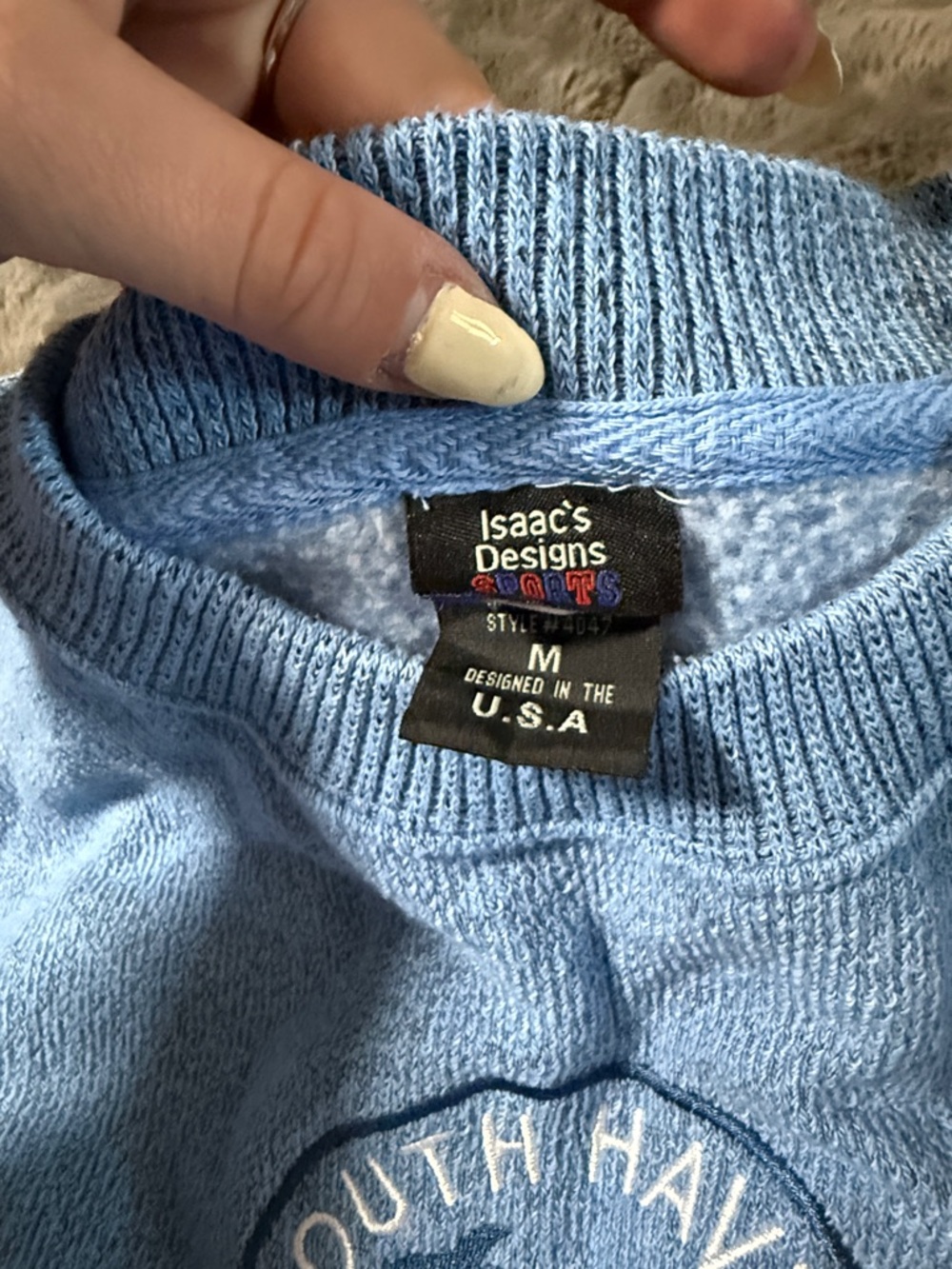 South Haven Michigan Blue Terry Crewneck Sweatshirt - Picture 2 of 9
